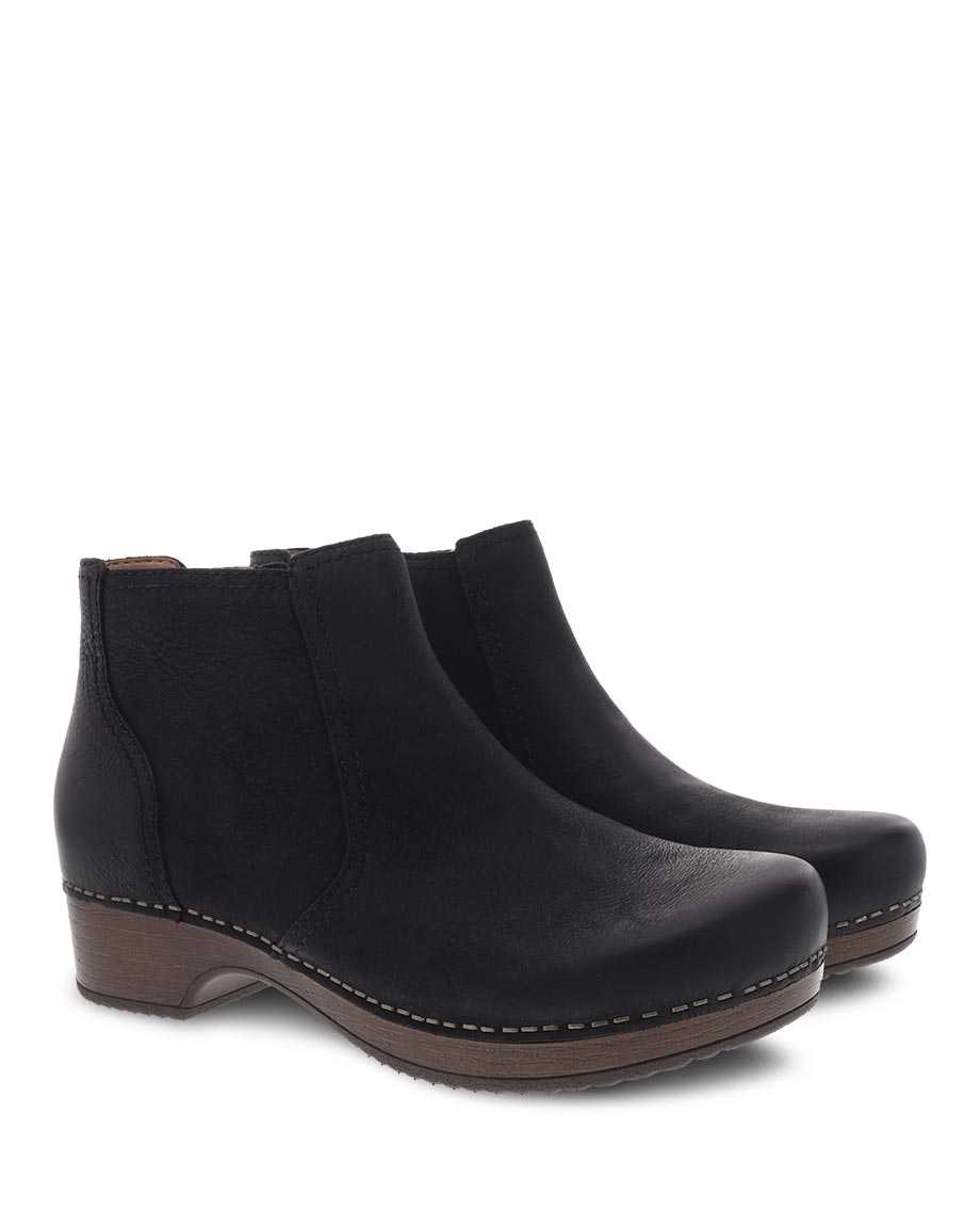 Dansko Barbara Burnished Nubuck Women Boots Black | CA 3544DFM