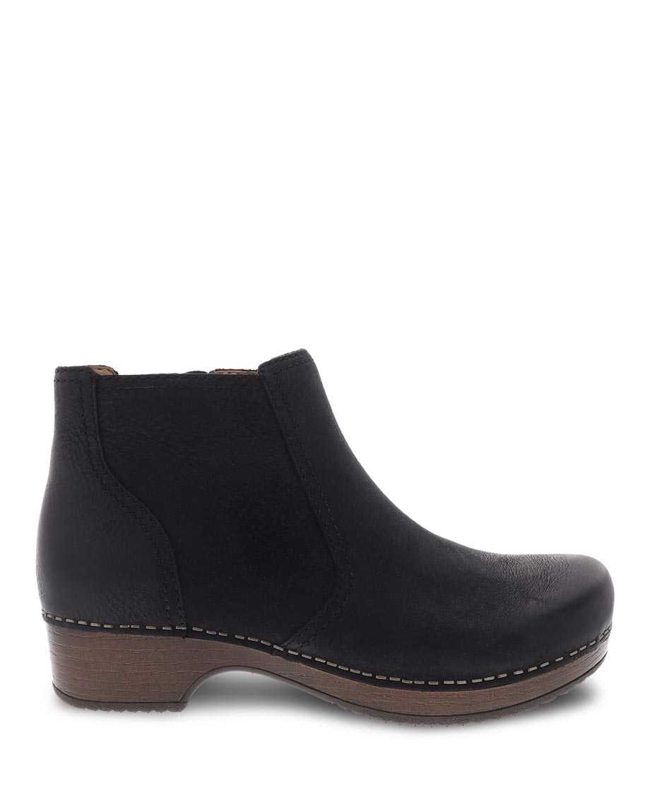 Dansko Barbara Burnished Nubuck Women Boots Black | CA 3544DFM