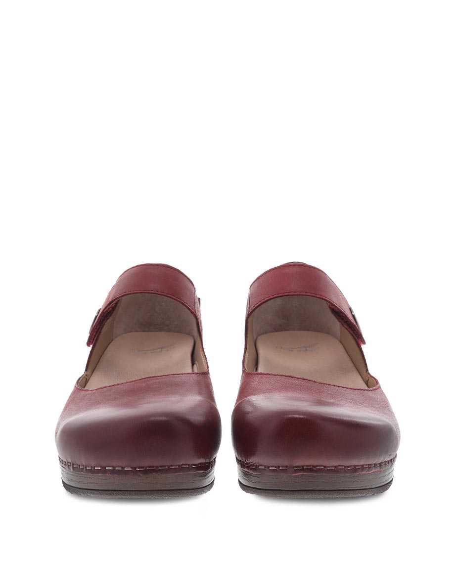 Dansko Beatrice Waxy Burnished Women Clogs Red | CA 3553CTI
