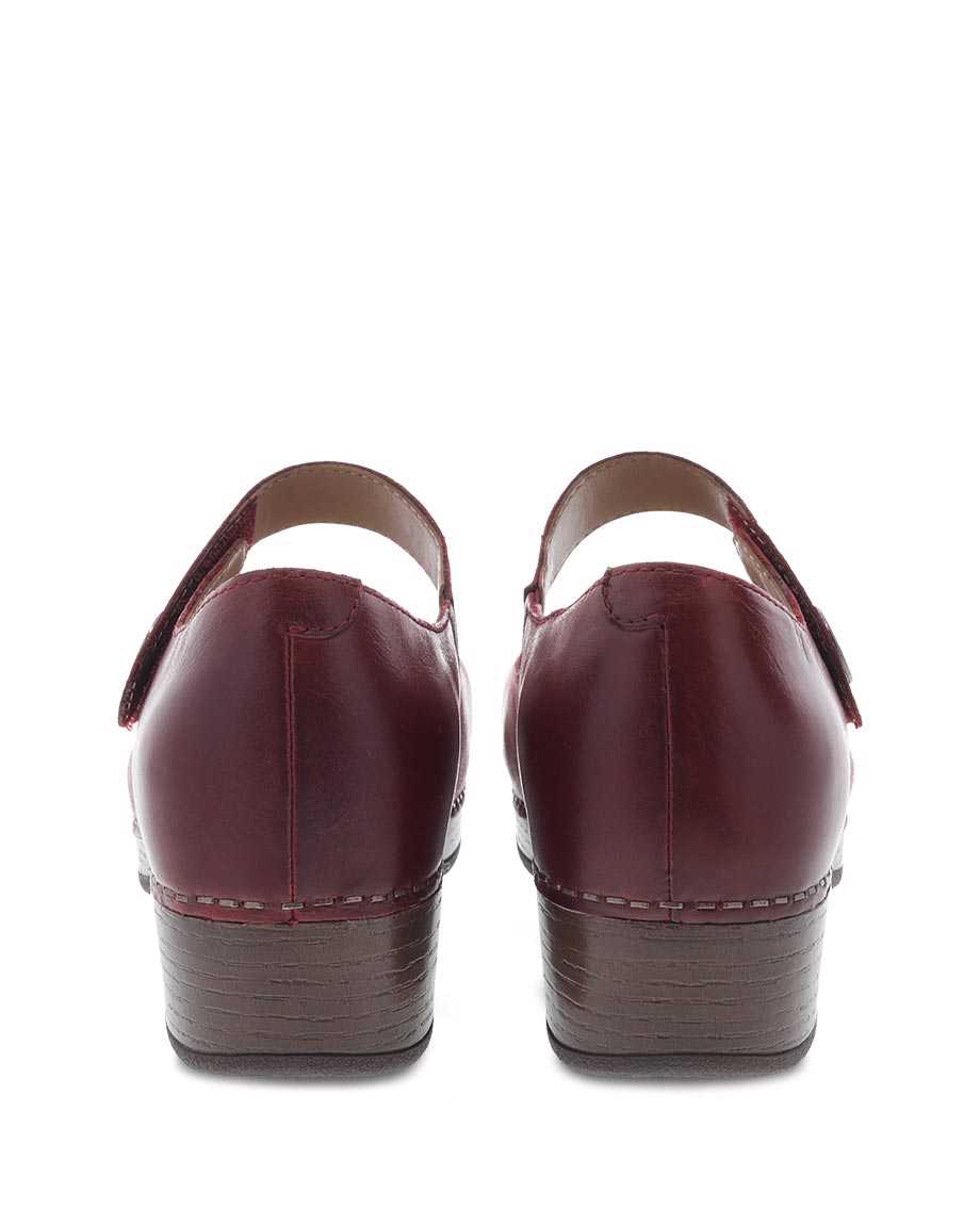 Dansko Beatrice Waxy Burnished Women Clogs Red | CA 3553CTI