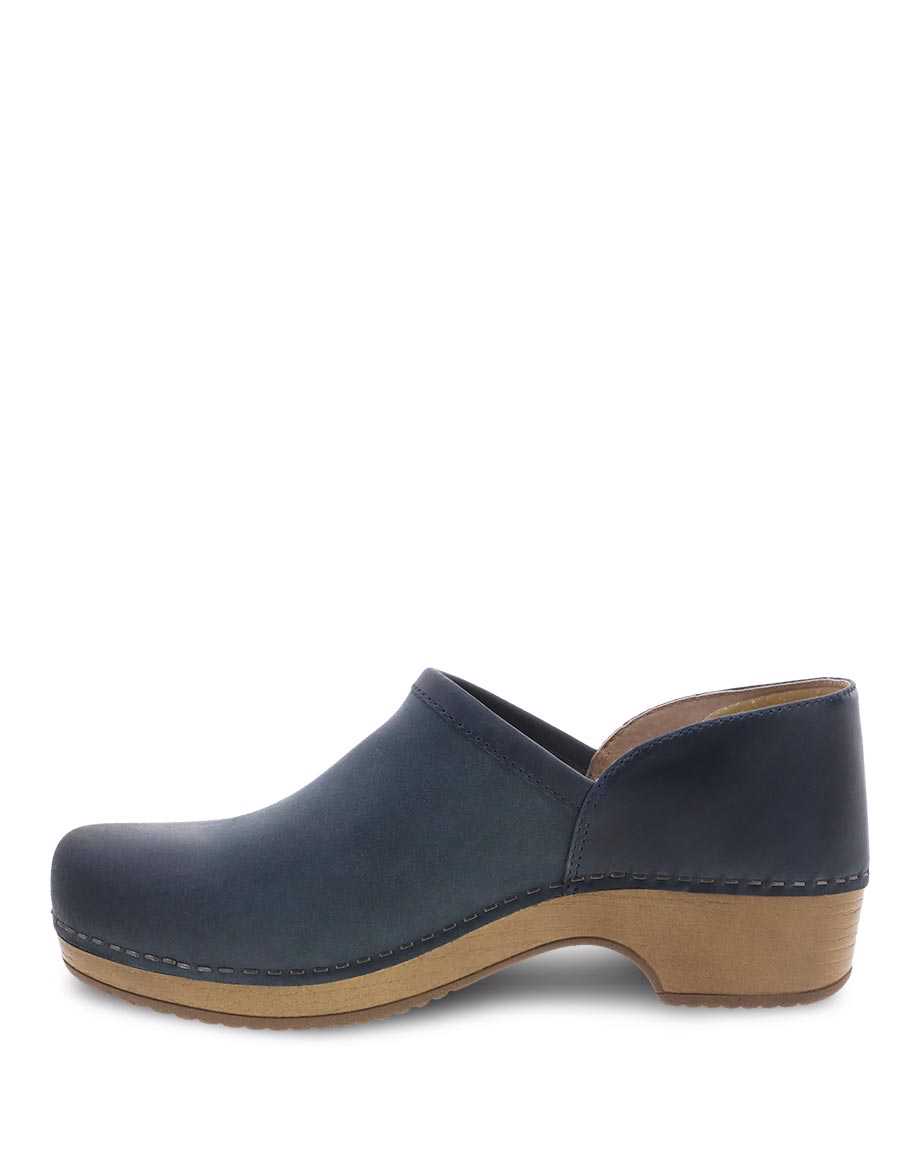 Dansko Brenna Burnished Suede Women Clogs Navy | CA 3557MQS
