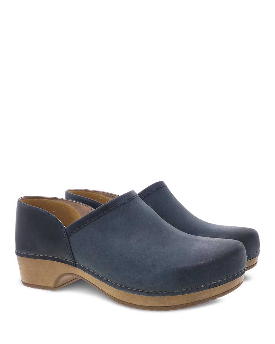 Dansko Brenna Burnished Suede Women Clogs Navy | CA 3557MQS