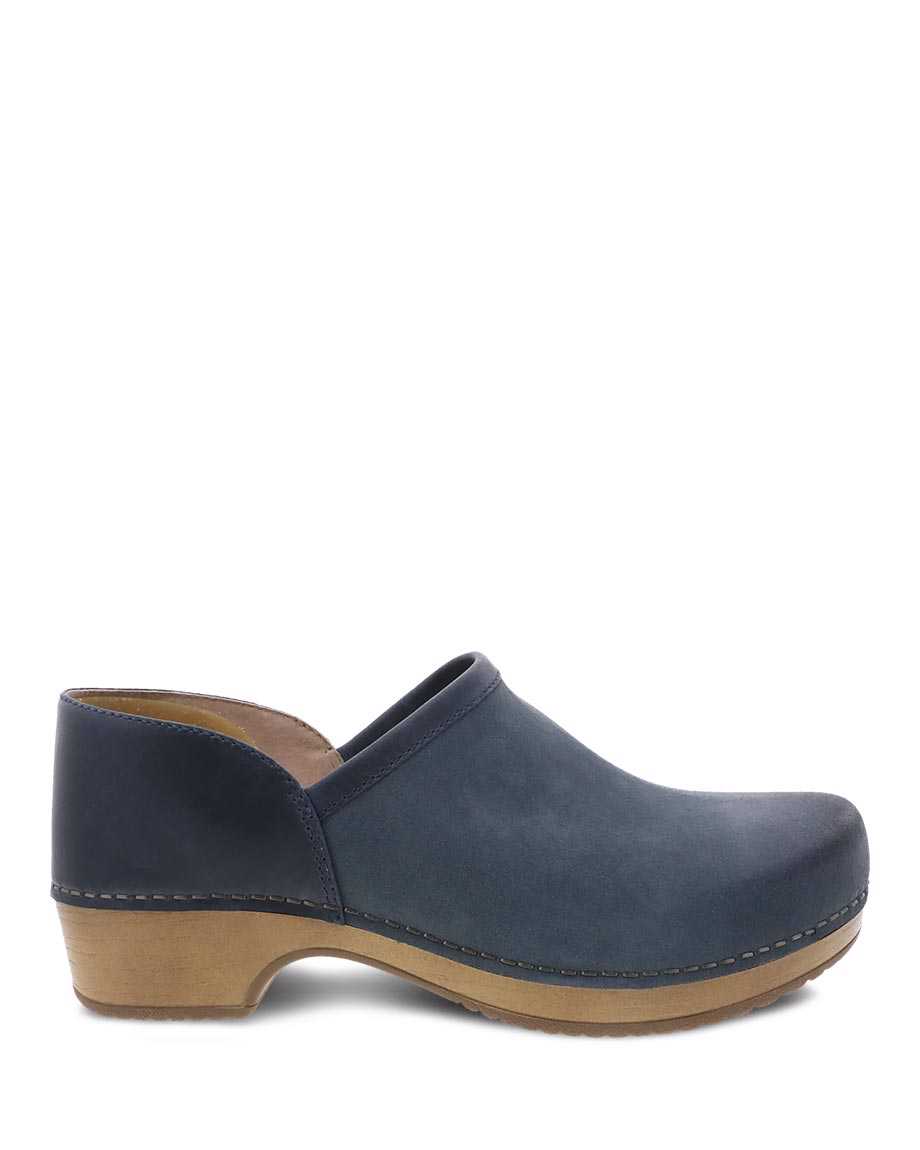 Dansko Brenna Burnished Suede Women Clogs Navy | CA 3557MQS