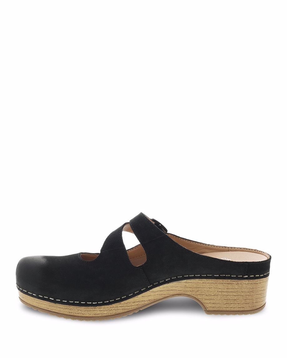 Dansko Britney Burnished Nubuck Women Clogs Black | CA 3561VRH