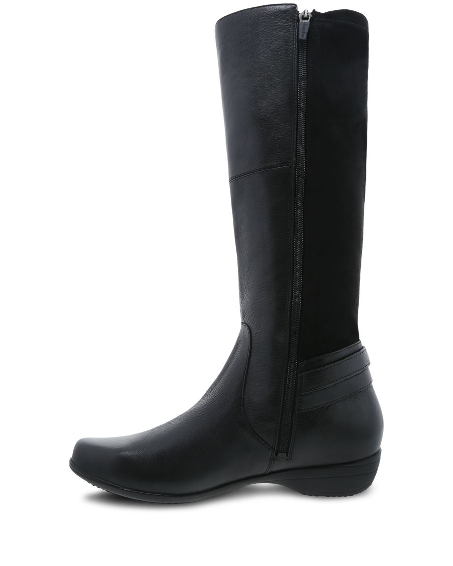 Dansko Francesca Milled Nappa Women Boots Black | CA 3549KOR