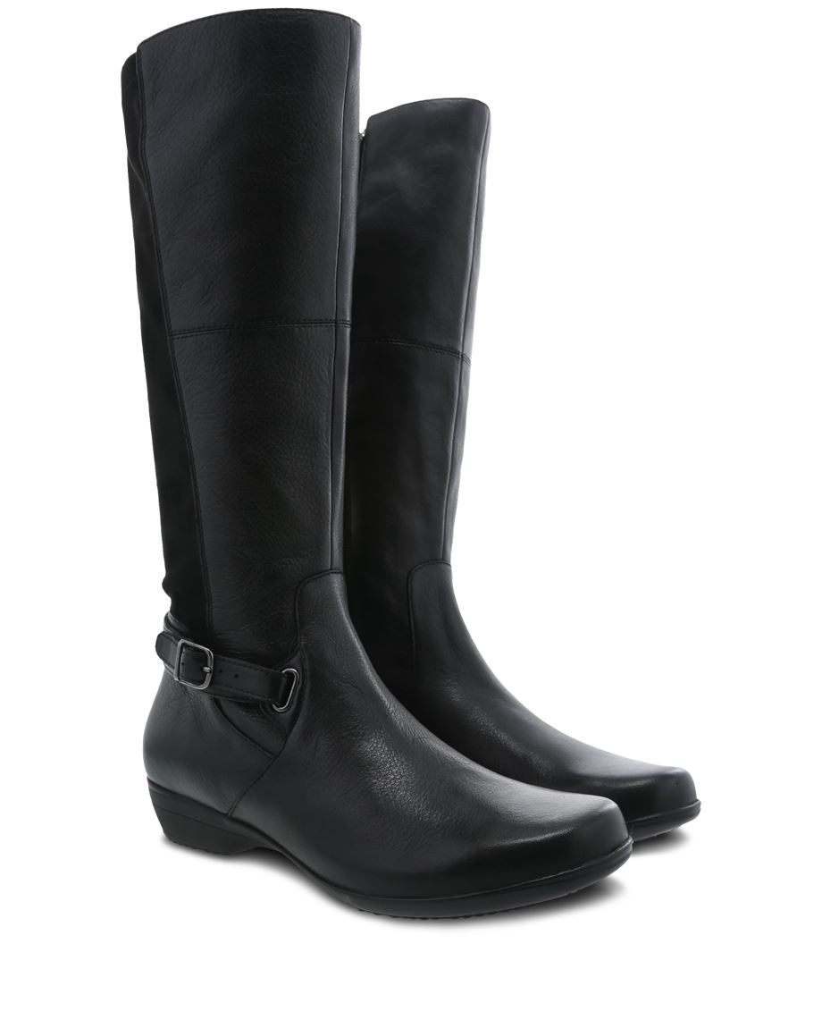 Dansko Francesca Milled Nappa Women Boots Black | CA 3549KOR