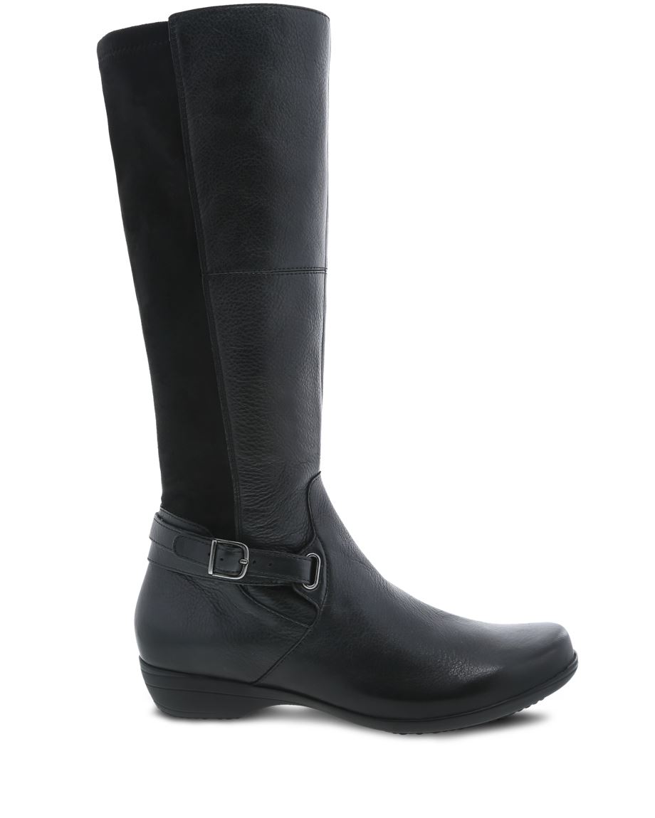 Dansko Francesca Milled Nappa Women Boots Black | CA 3549KOR