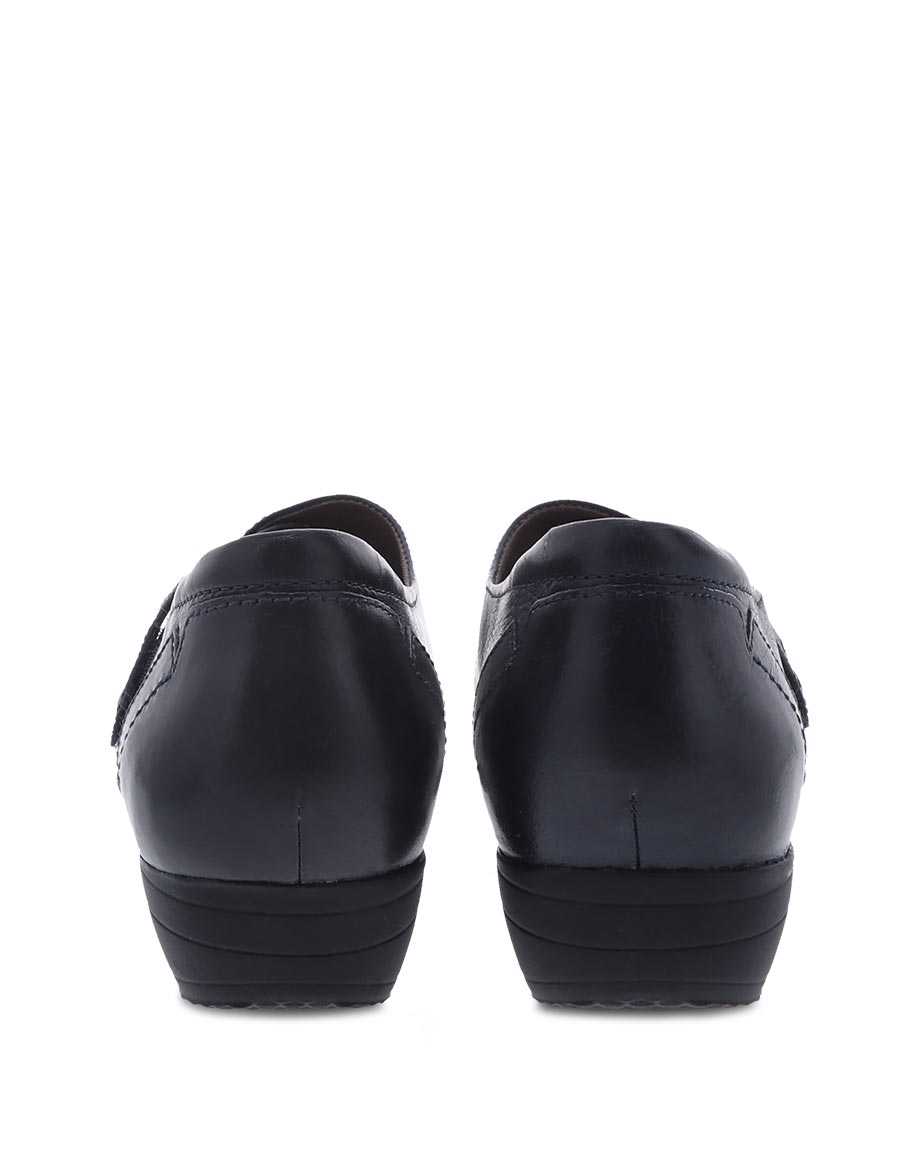 Dansko Franny Burnished Calf Women Wide Shoes Navy | CA 3938PJG
