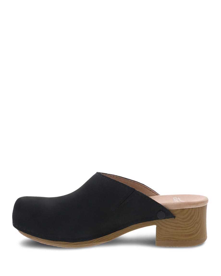 Dansko Giulia Milled Nubuck Women Heels Black | CA 3648DFC