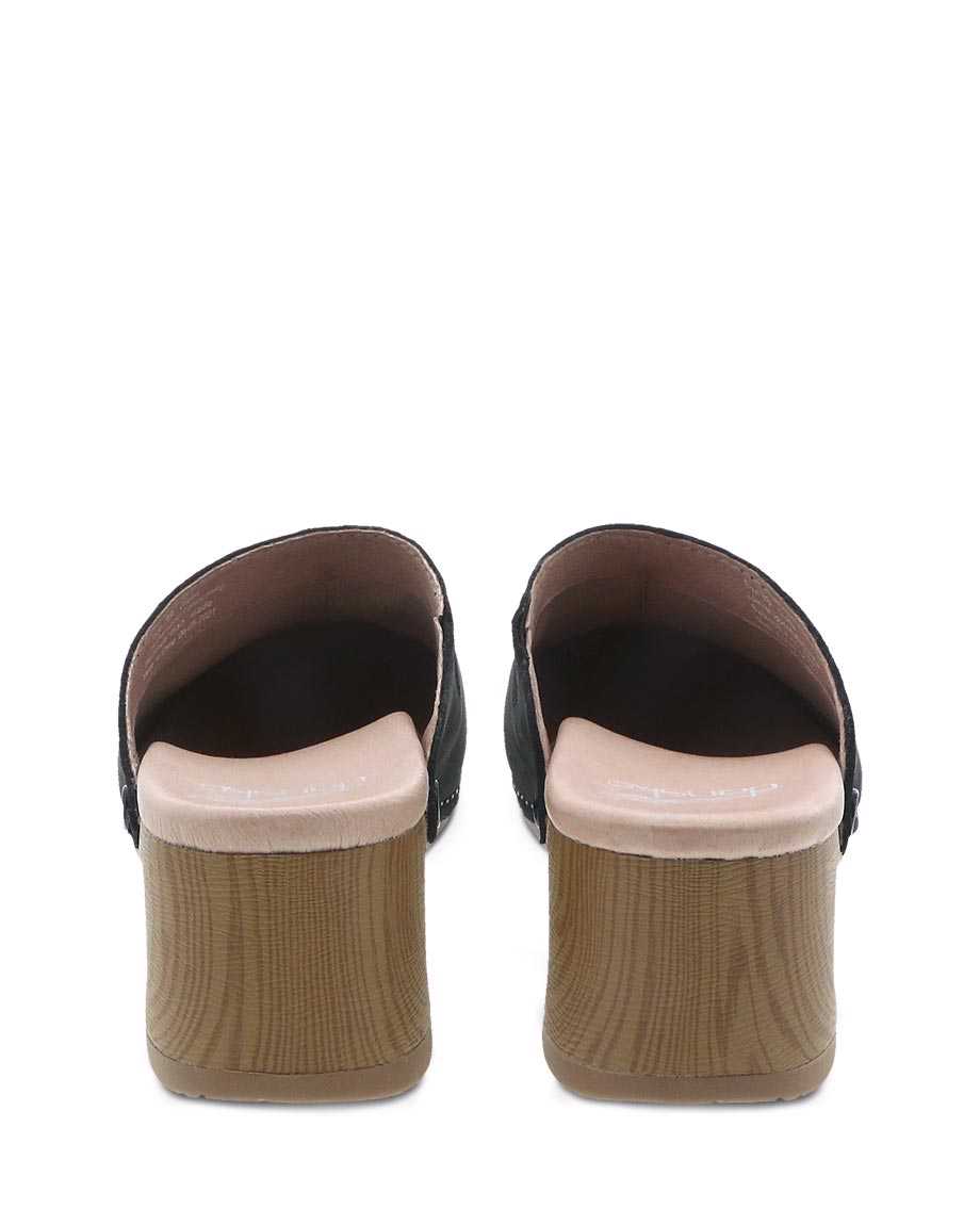 Dansko Giulia Milled Nubuck Women Heels Black | CA 3648DFC