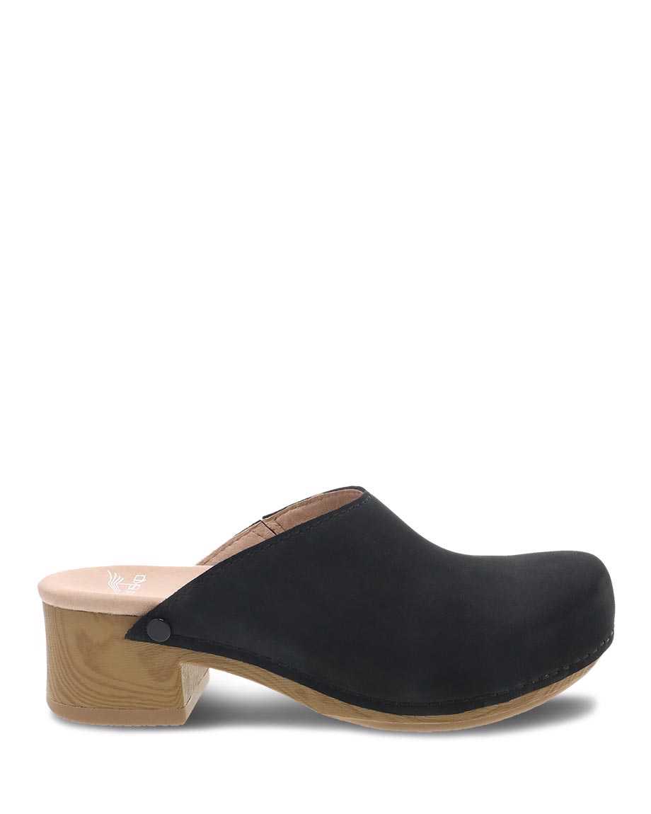 Dansko Giulia Milled Nubuck Women Heels Black | CA 3648DFC
