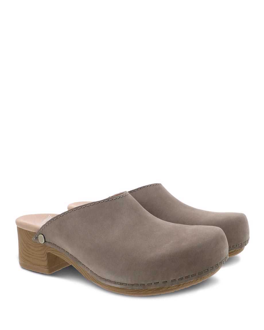 Dansko Giulia Milled Nubuck Women Mules Grey | CA 3687QMU