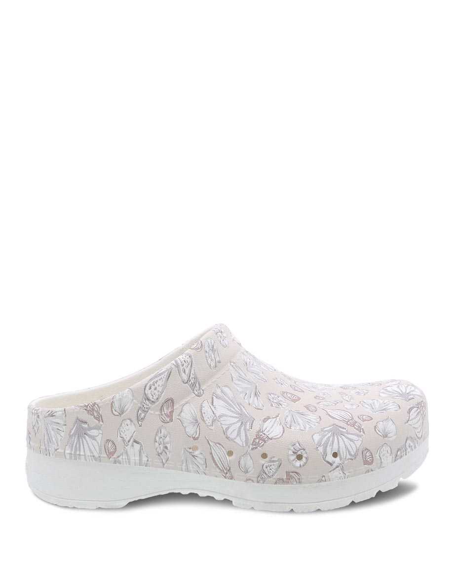 Dansko Kane Shells Molded Women Clogs White | CA 3576ILR