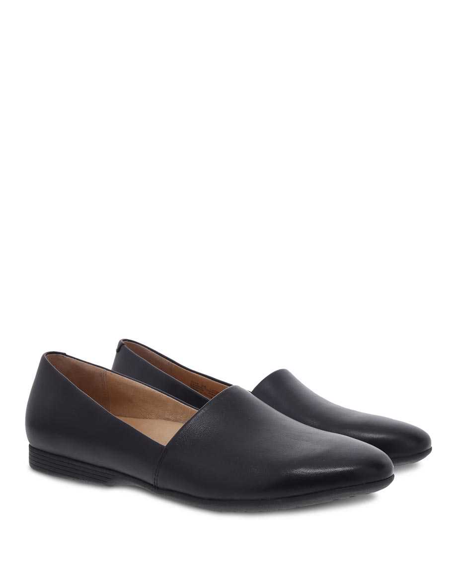 Dansko Larisa Milled Nappa Women Flats Black | CA 3636QMP