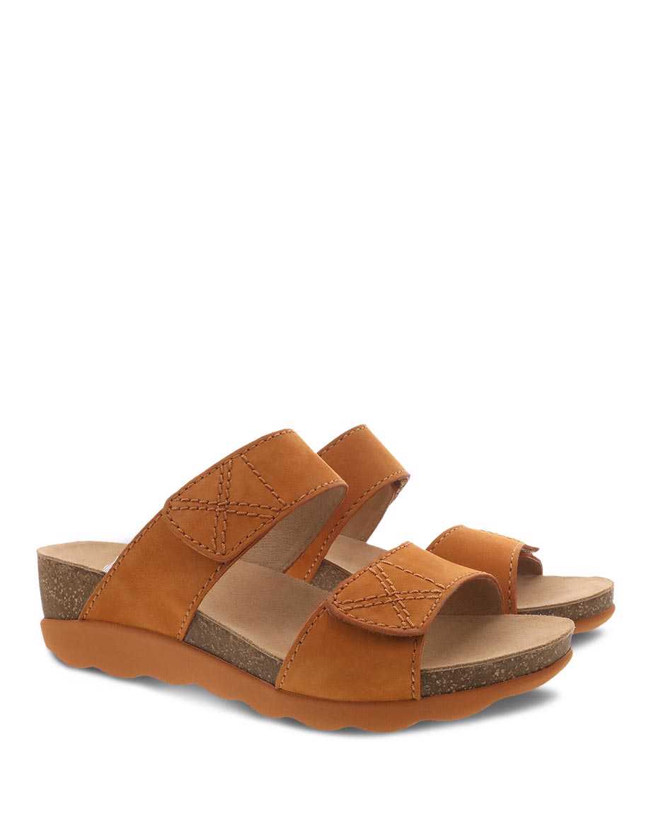 Dansko Maddy Milled Nubuck Women Sandals Orange | CA 3733UZM