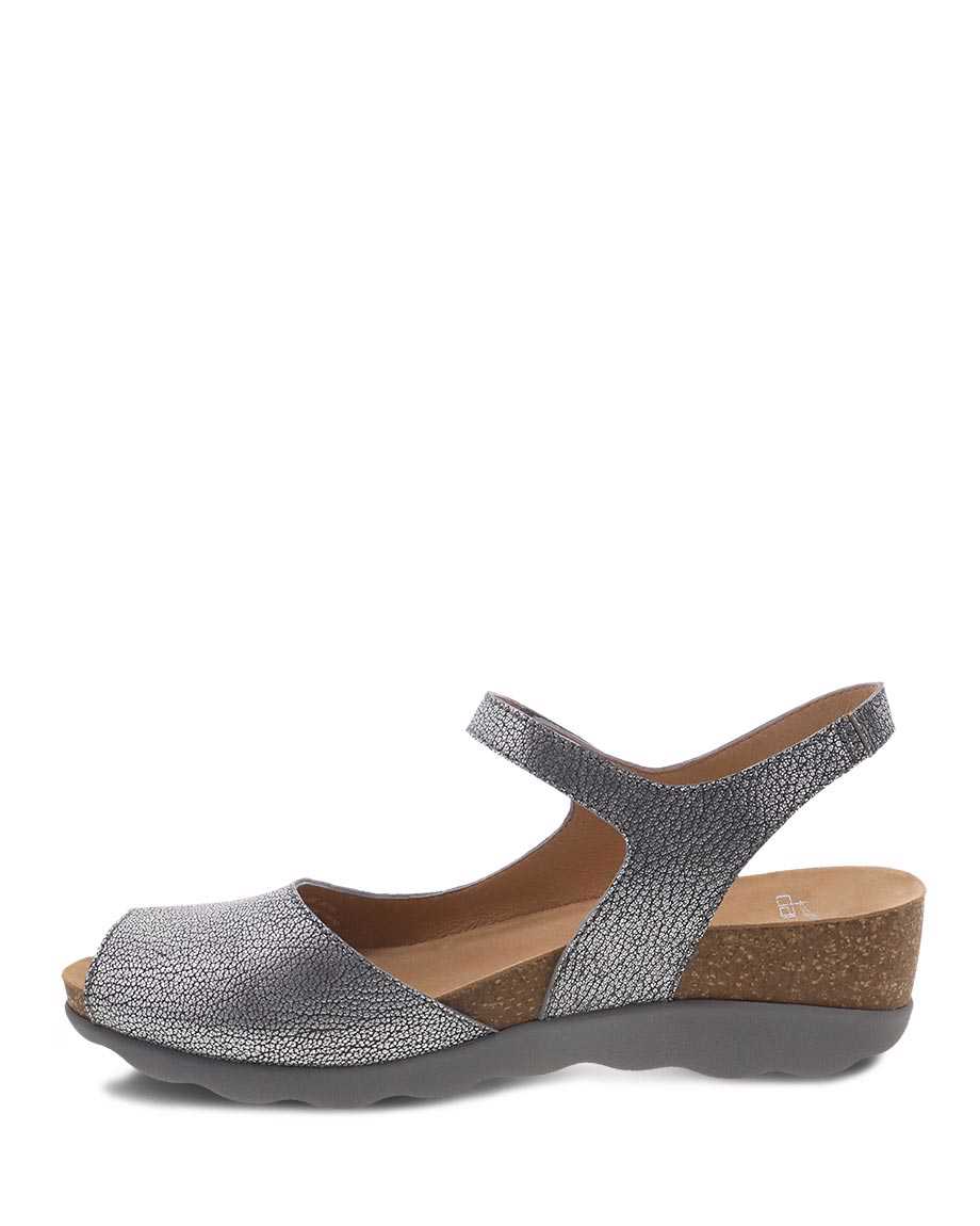 Dansko Marcy Metallic Women Wedges Silver | CA 3916XYZ