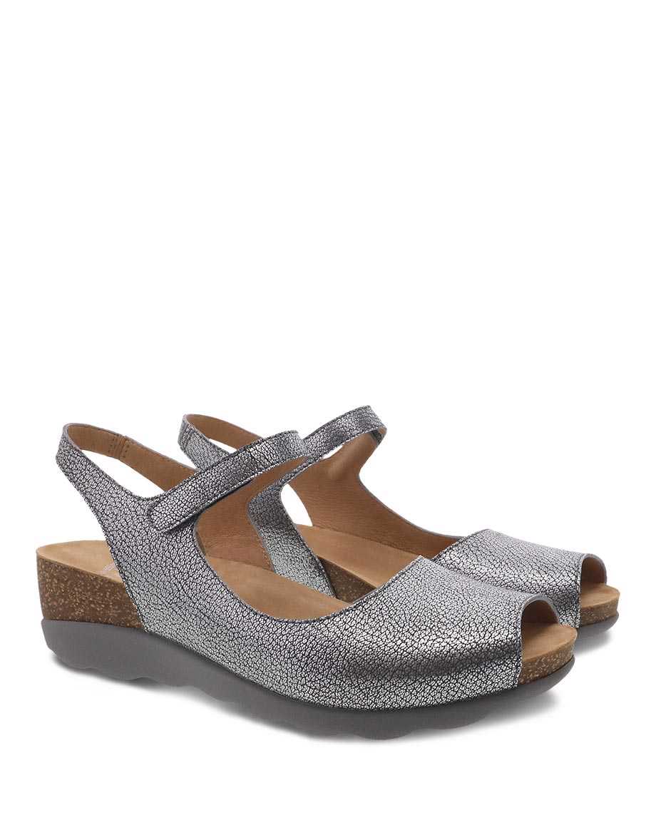Dansko Marcy Metallic Women Wedges Silver | CA 3916XYZ