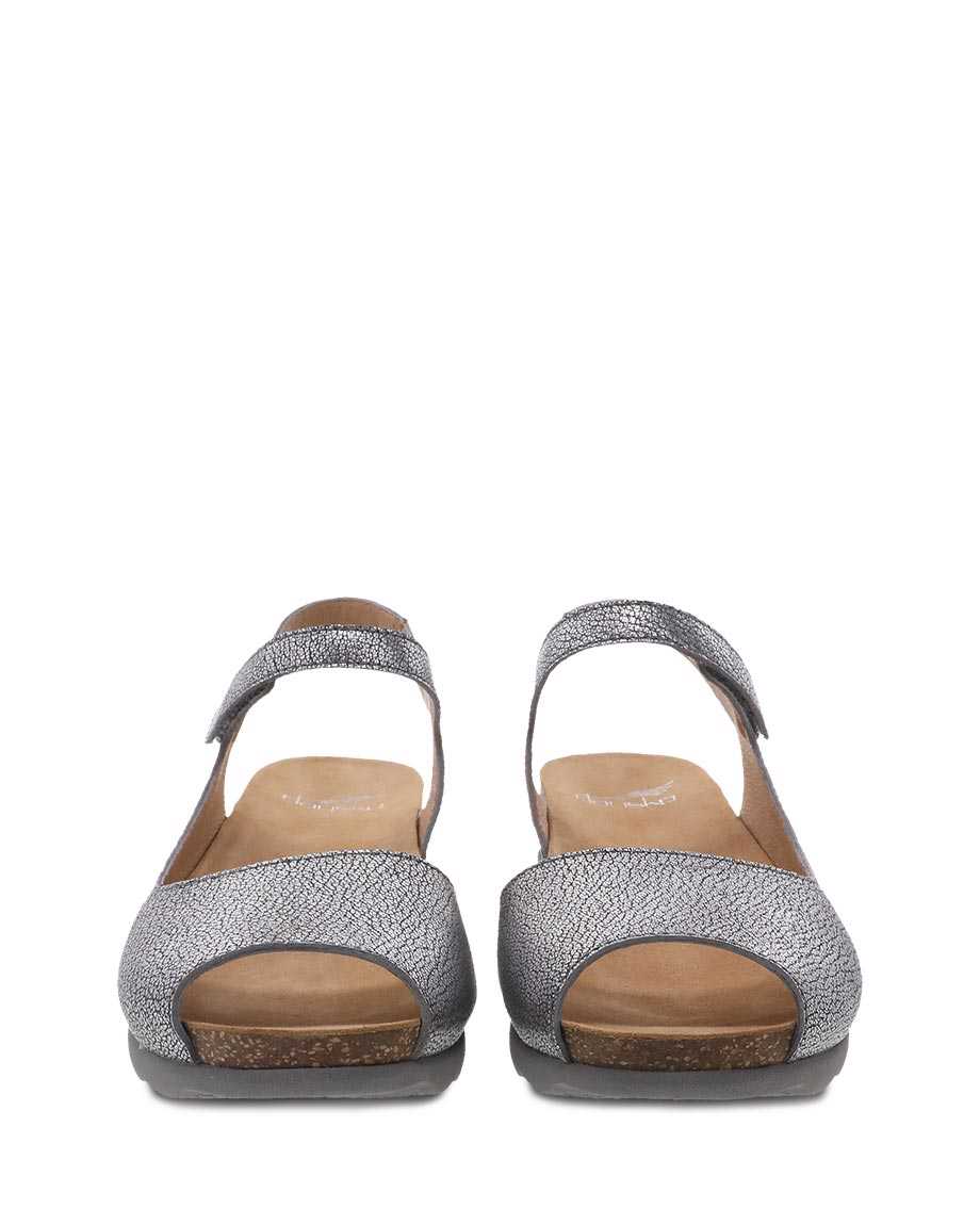 Dansko Marcy Metallic Women Wedges Silver | CA 3916XYZ