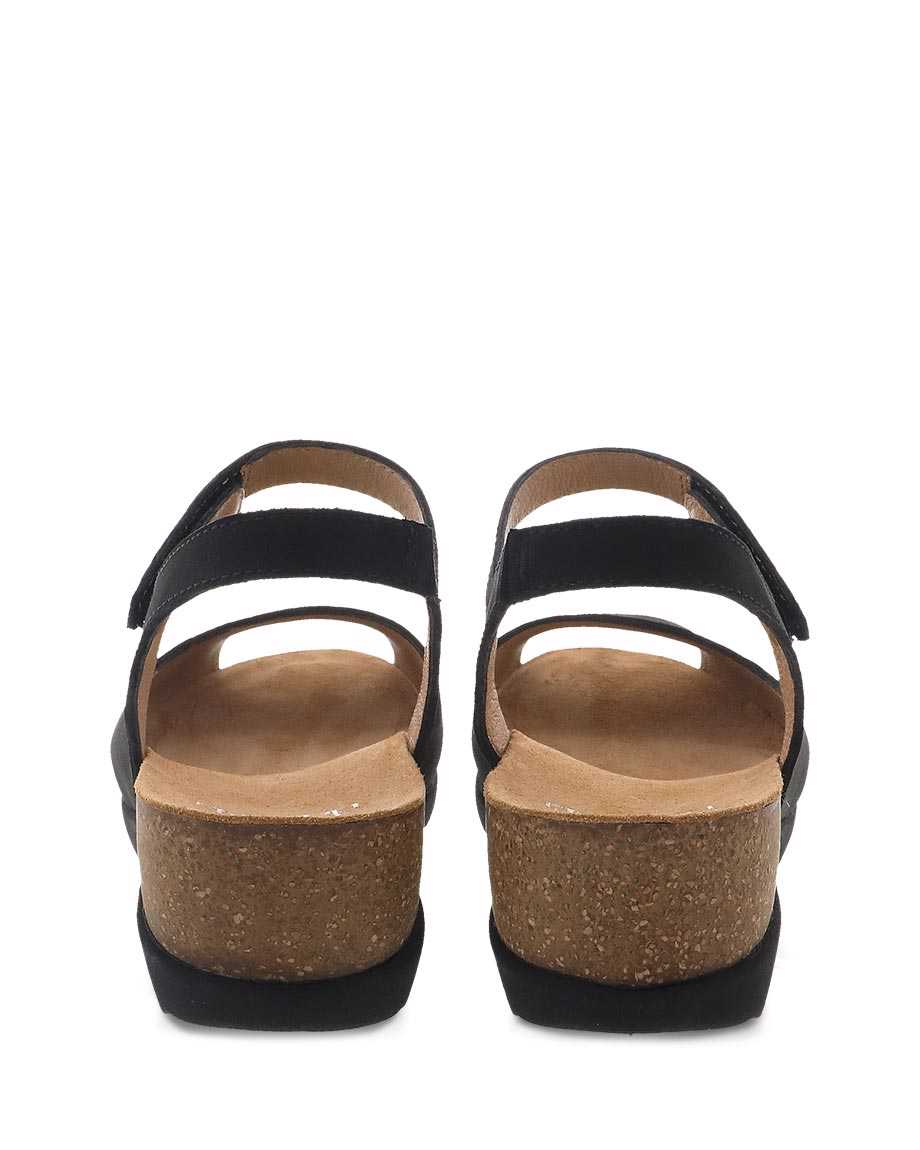 Dansko Marcy Milled Nubuck Women Wedges Black | CA 3917CTX