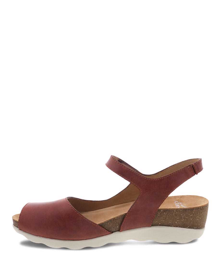 Dansko Marcy Waxy Burnished Women Sandals Red | CA 3740QMY