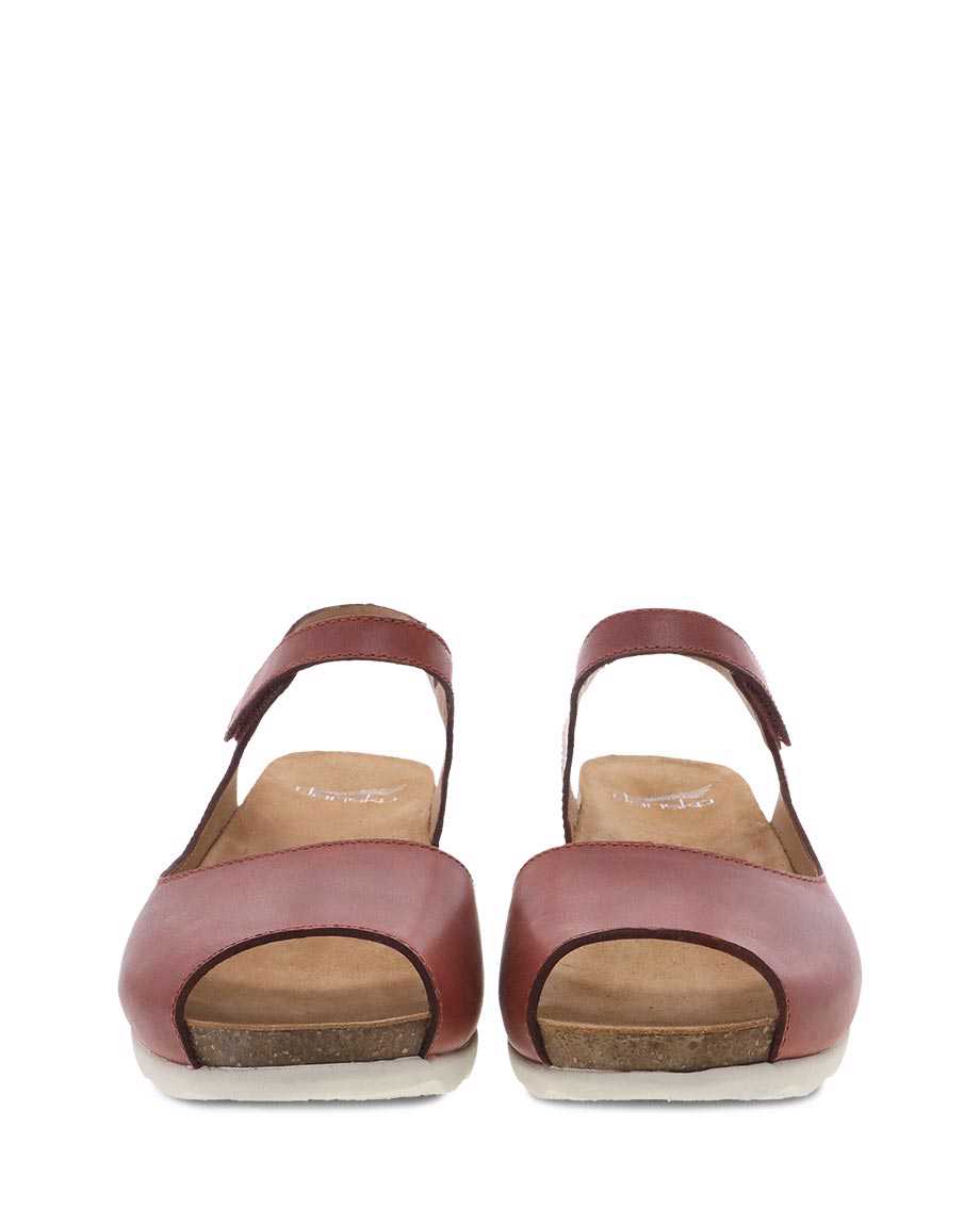 Dansko Marcy Waxy Burnished Women Sandals Red | CA 3740QMY