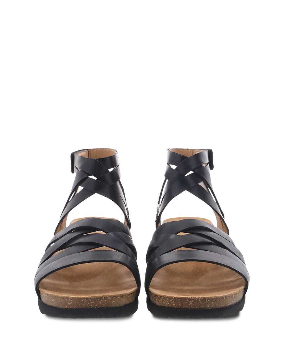 Dansko Mirabella Waxy Burnished Women Sandals Black | CA 3742EBI
