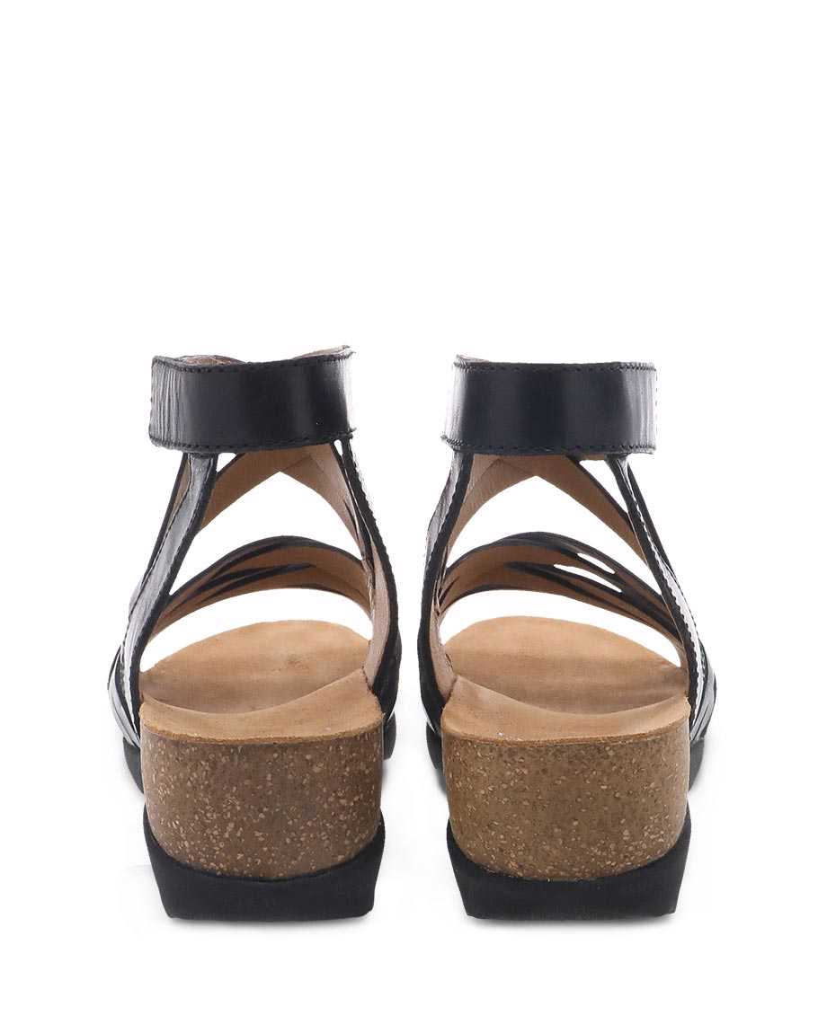 Dansko Mirabella Waxy Burnished Women Sandals Black | CA 3742EBI