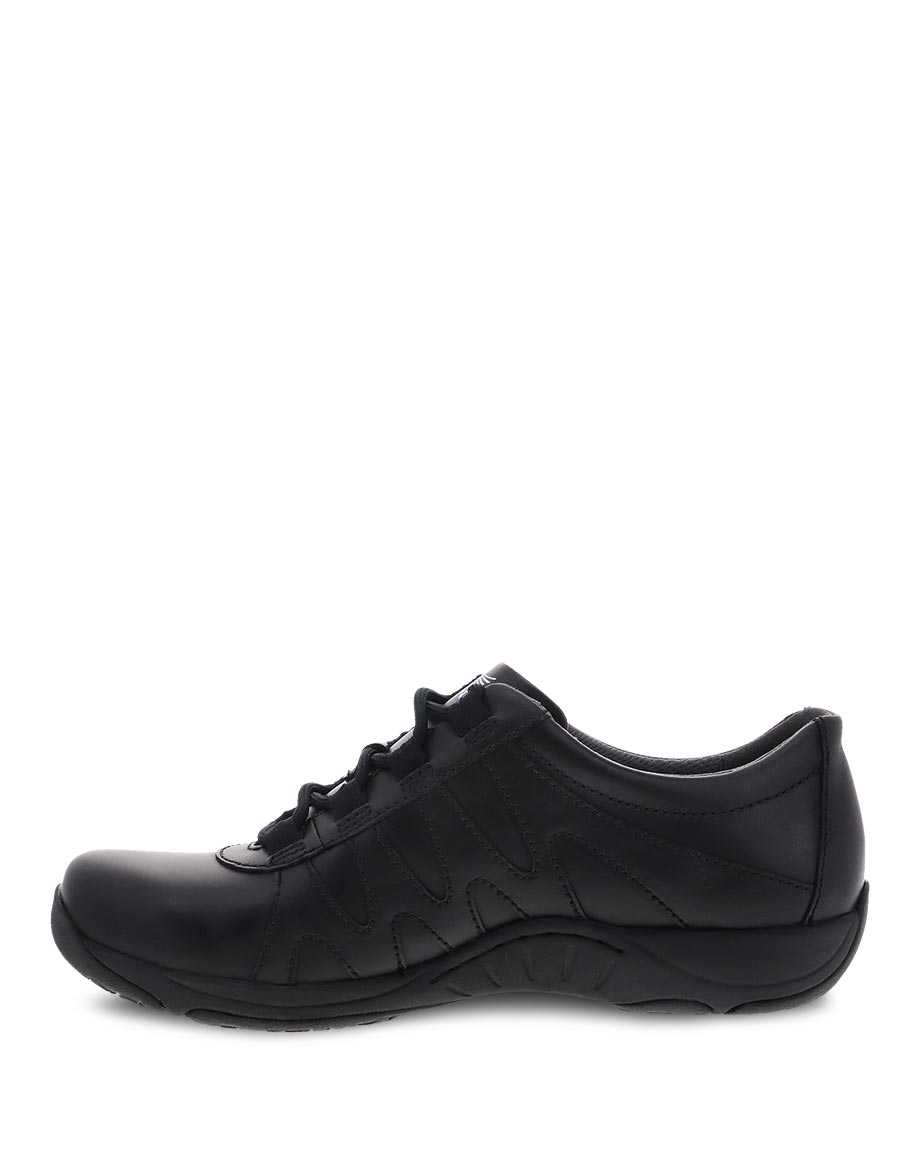 Dansko Neena Leather Women Sneakers Black | CA 3817MQW