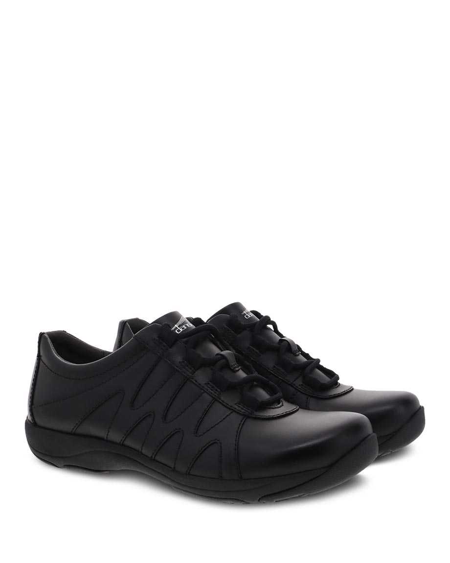 Dansko Neena Leather Women Sneakers Black | CA 3817MQW
