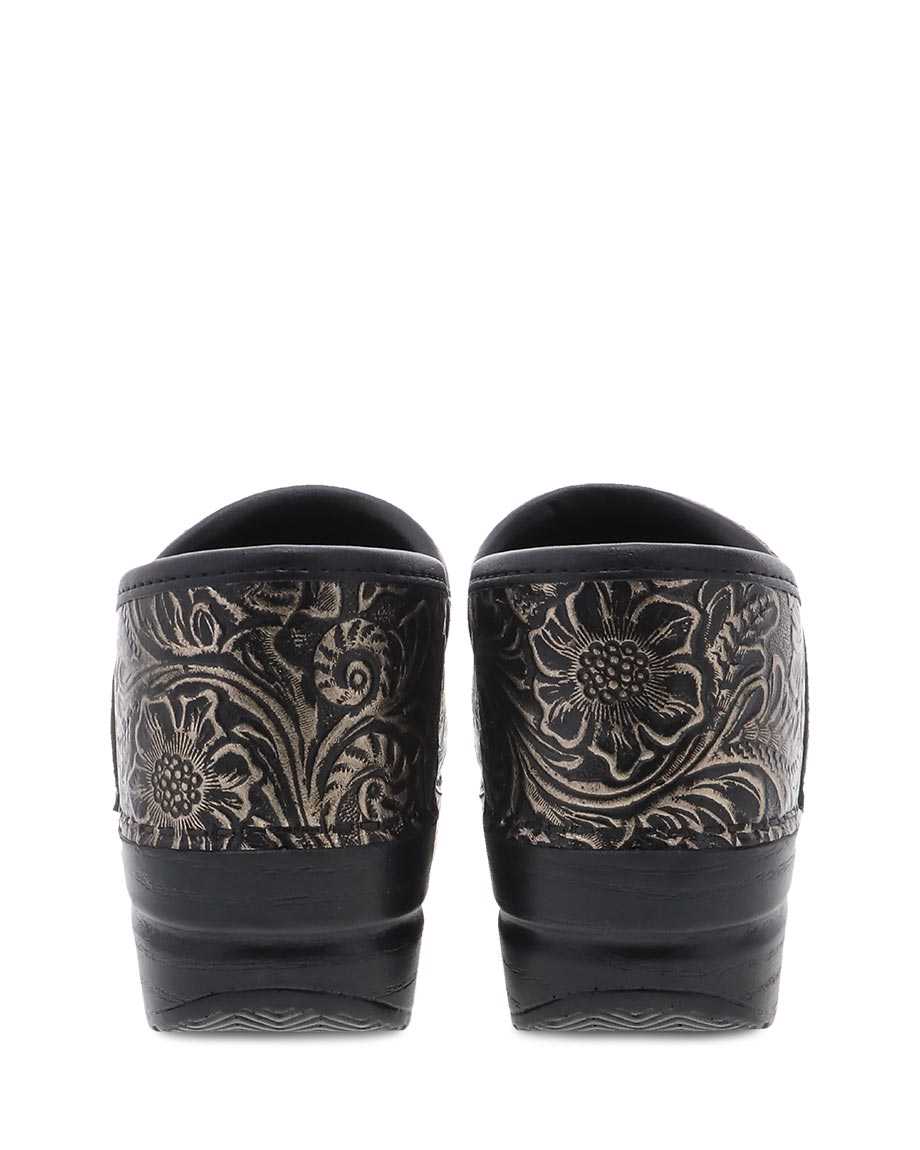 Dansko Professional Antique Tooled Women Clogs Black / Brown | CA 3594AHC