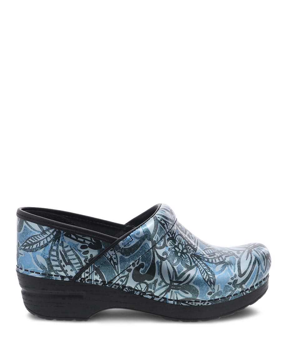 Dansko Professional Floral Patent Women Wide Shoes Blue | CA 3953YXE