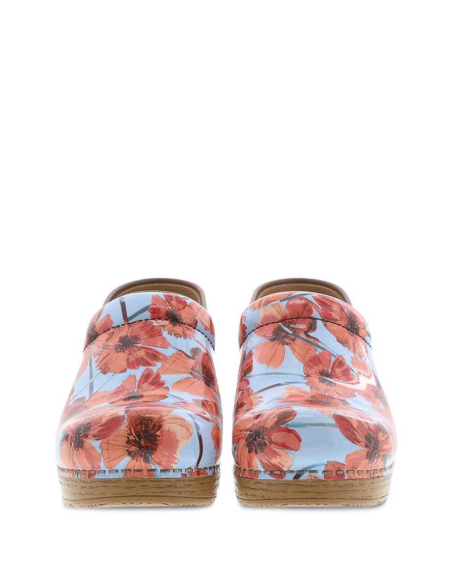 Dansko Professional Poppies Patent Men Casual Shoes Blue / Pink | CA 3517GSM