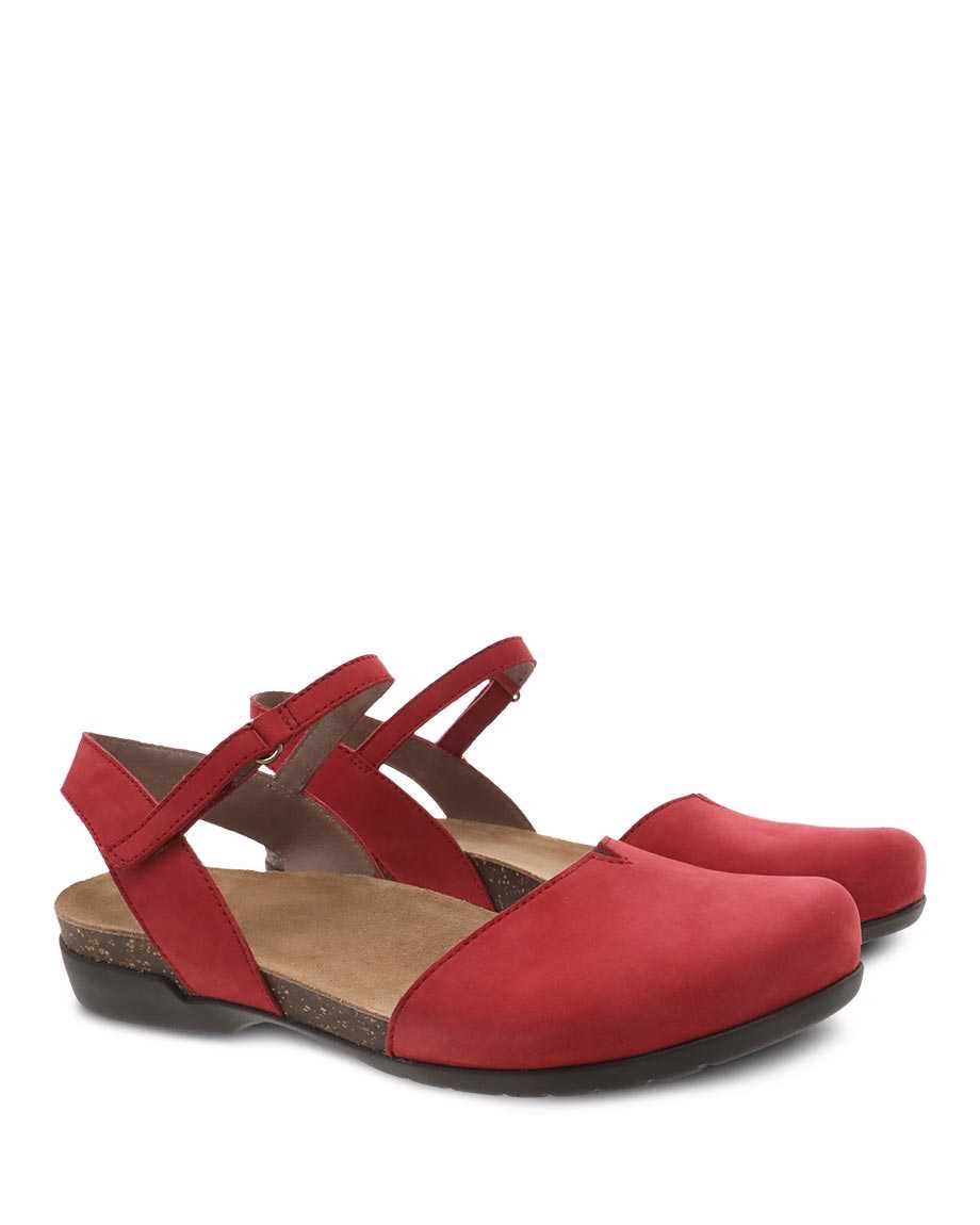 Dansko Rowan Milled Nubuck Women Sandals Red | CA 3761CTM