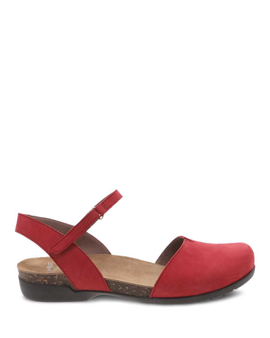 Dansko Rowan Milled Nubuck Women Sandals Red | CA 3761CTM