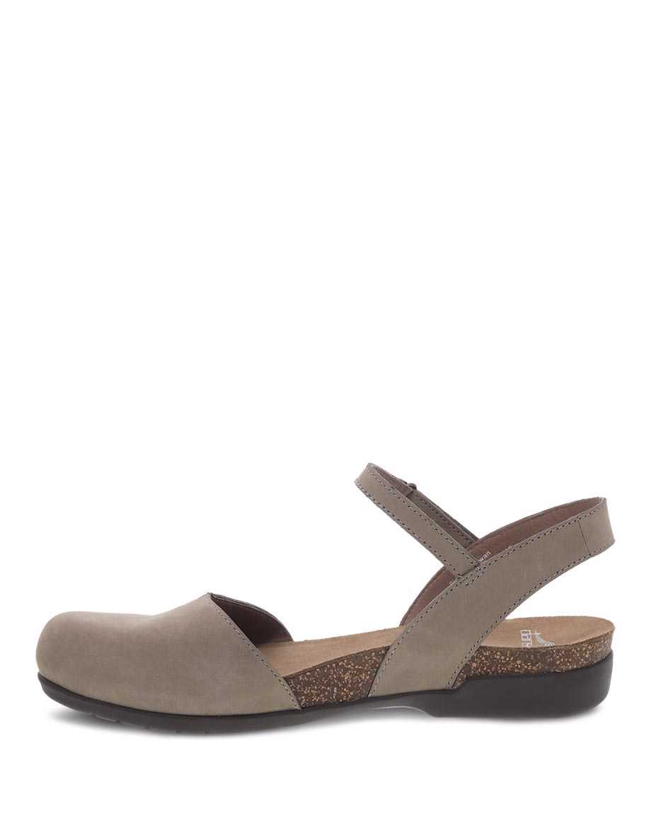 Dansko Rowan Milled Nubuck Women Sandals Grey | CA 3762VRQ