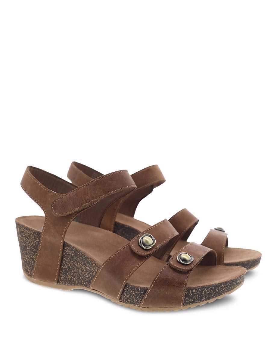 Dansko Savannah Waxy Burnished Women Sandals Brown | CA 3765MQR