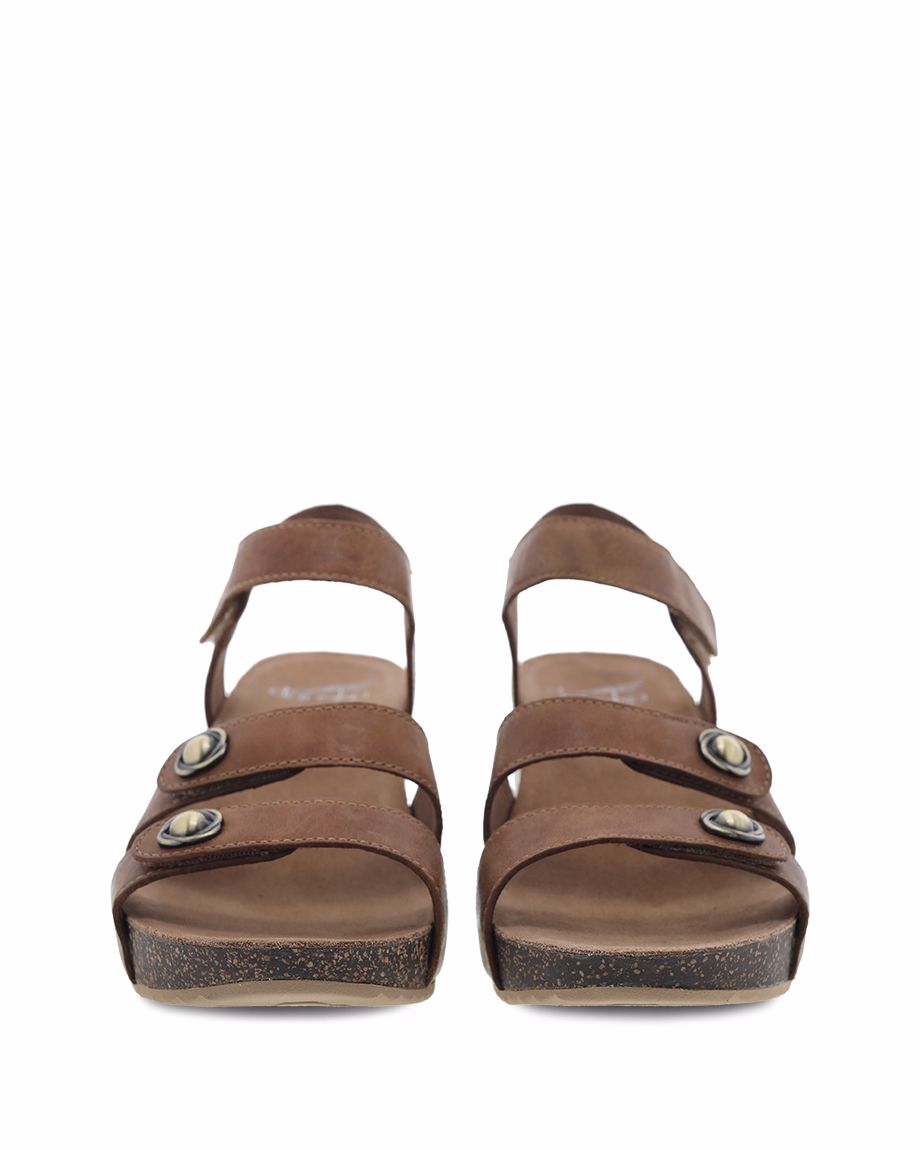 Dansko Savannah Waxy Burnished Women Sandals Brown | CA 3765MQR