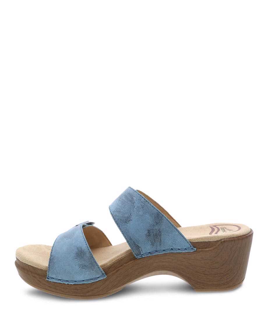 Dansko Sophie Dusty Suede Women Sandals Blue | CA 3771XYP