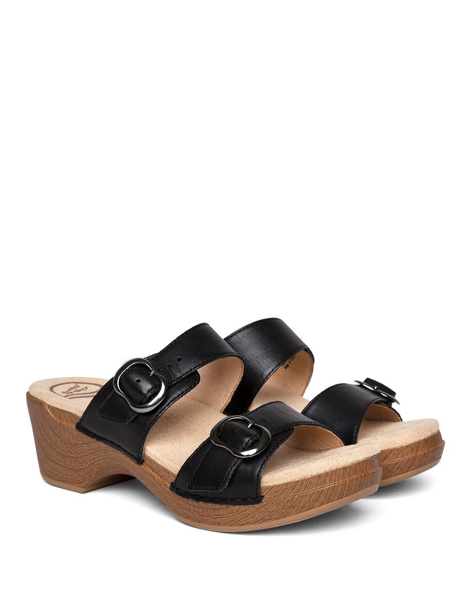 Dansko Sophie Full Grain Women Heels Black | CA 3654LIQ