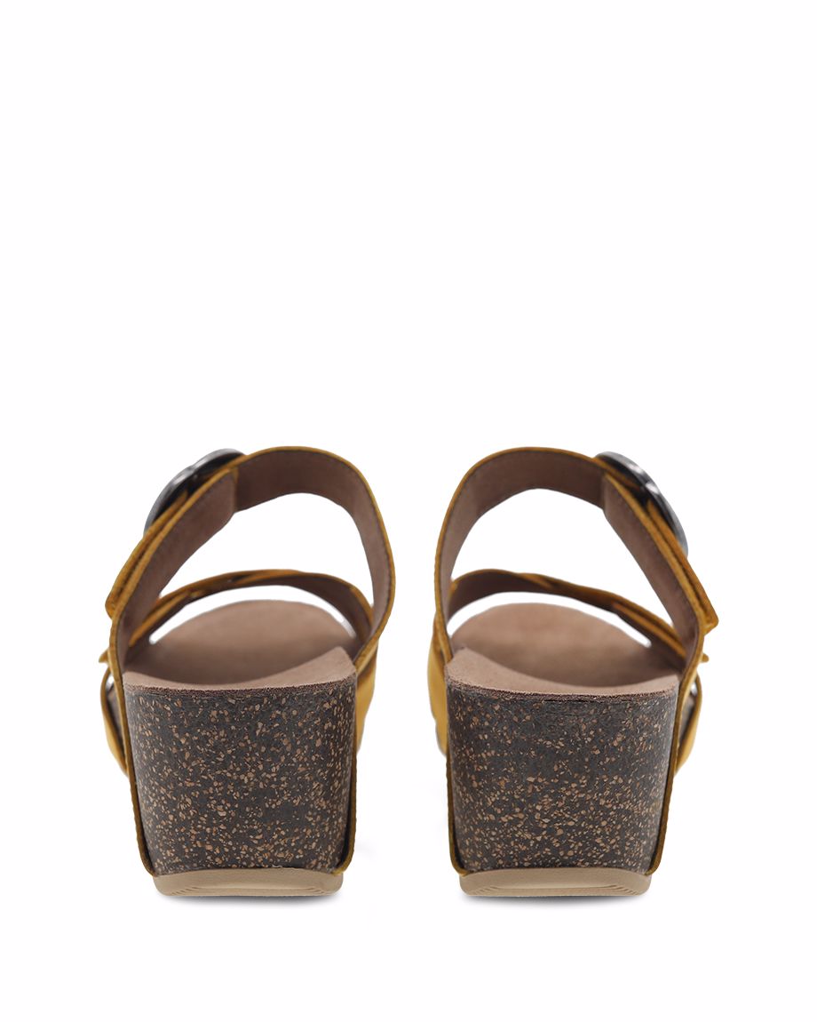 Dansko Susie Milled Nubuck Women Sandals Yellow | CA 3774KOD