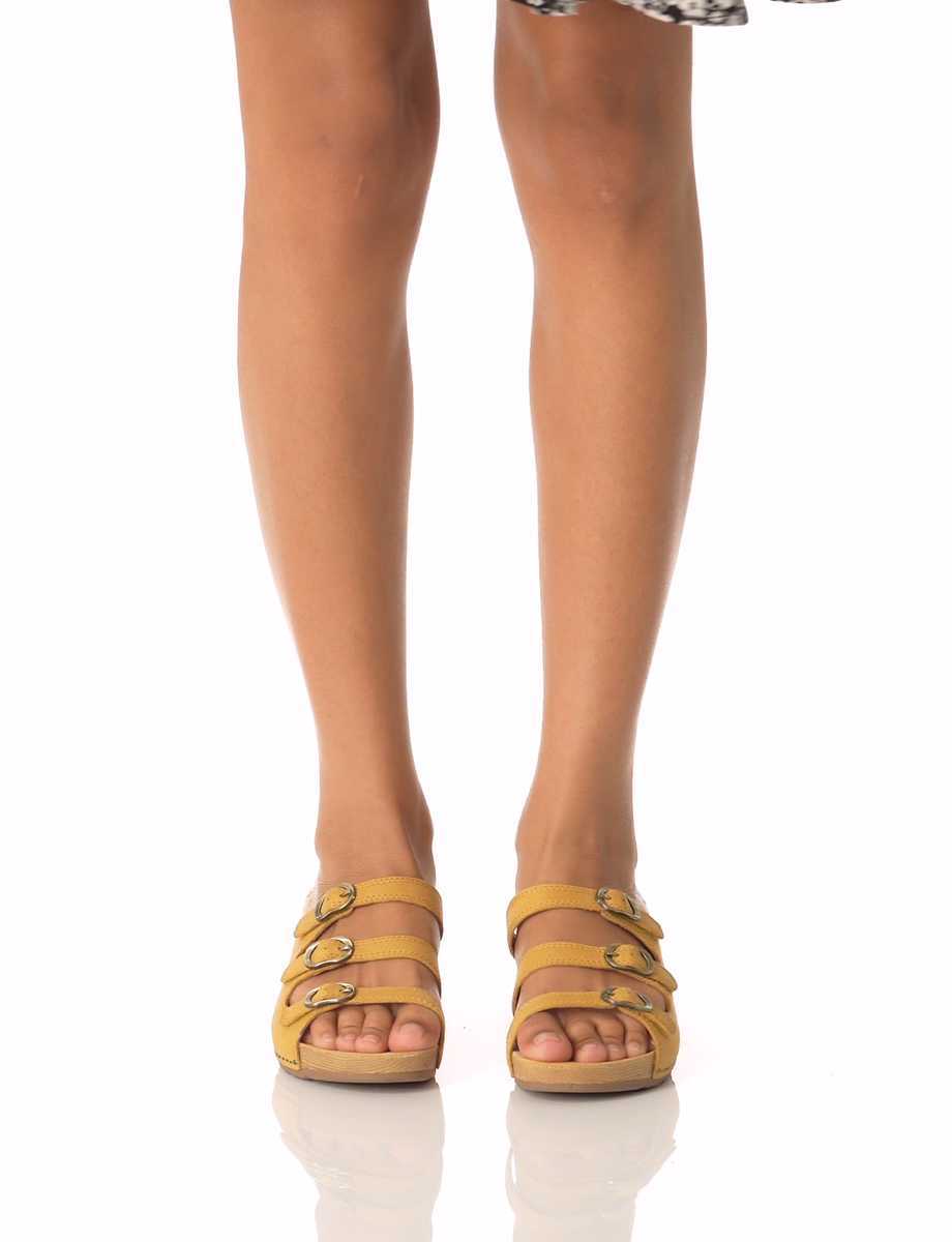 Dansko Tarin Burnished Nubuck Women Heels Yellow | CA 3659BEY