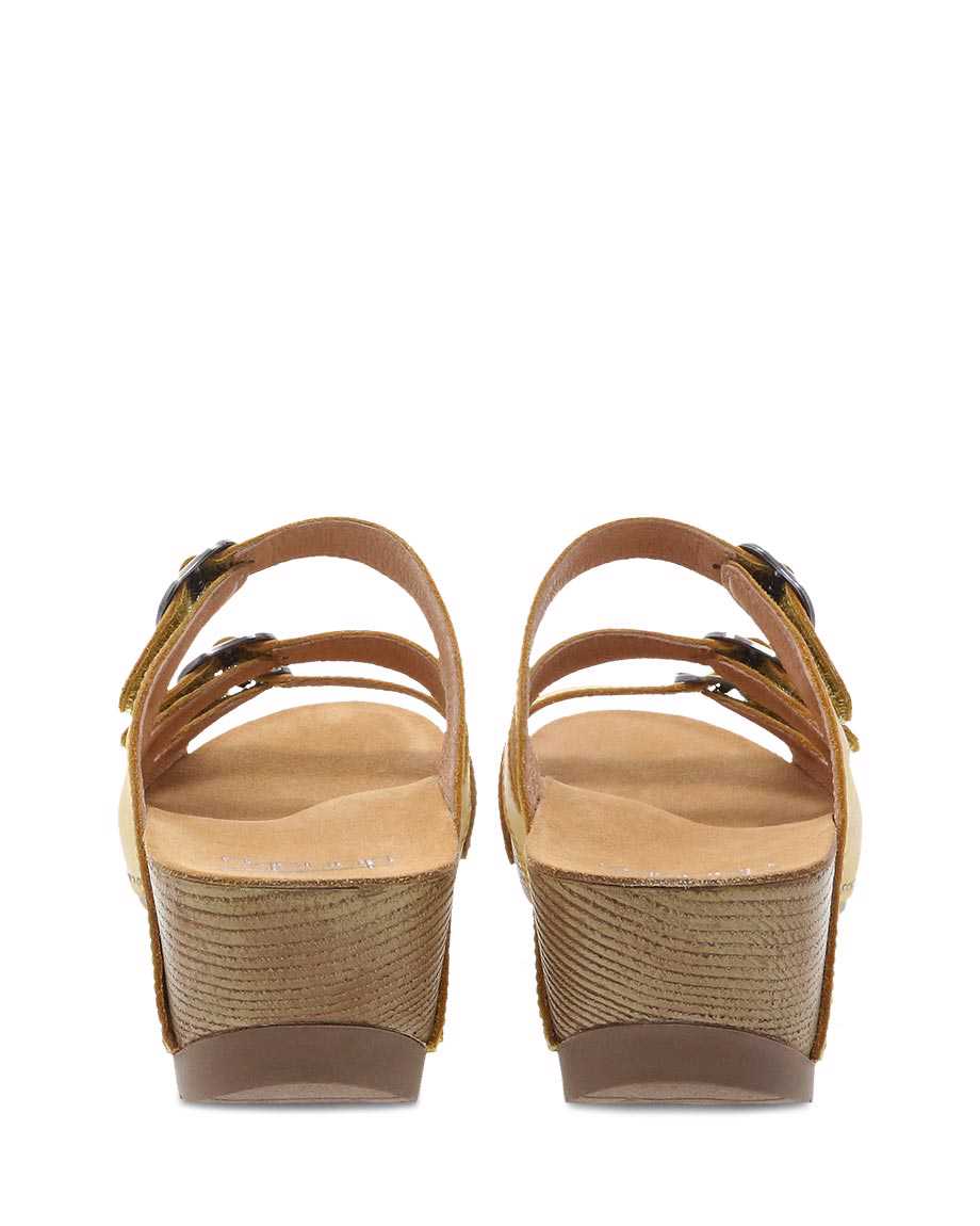 Dansko Tarin Burnished Nubuck Women Sandals Yellow | CA 3777GSH