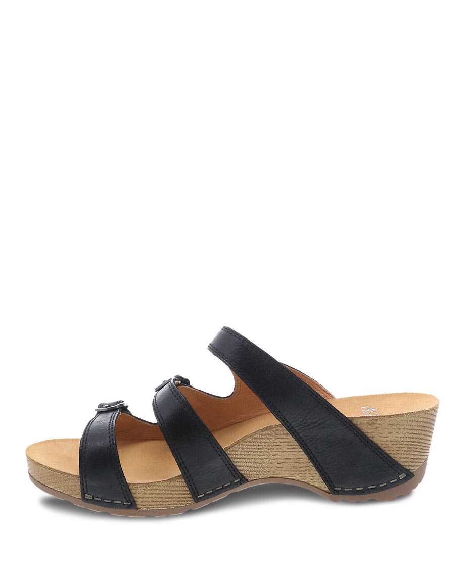 Dansko Tarin Milled Burnished Women Heels Black | CA 3661MQI