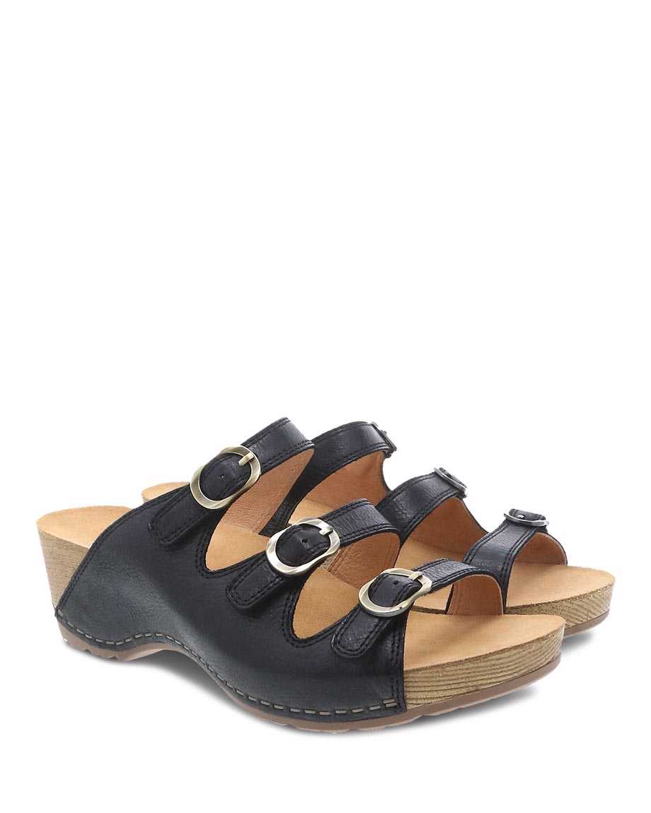 Dansko Tarin Milled Burnished Women Heels Black | CA 3661MQI