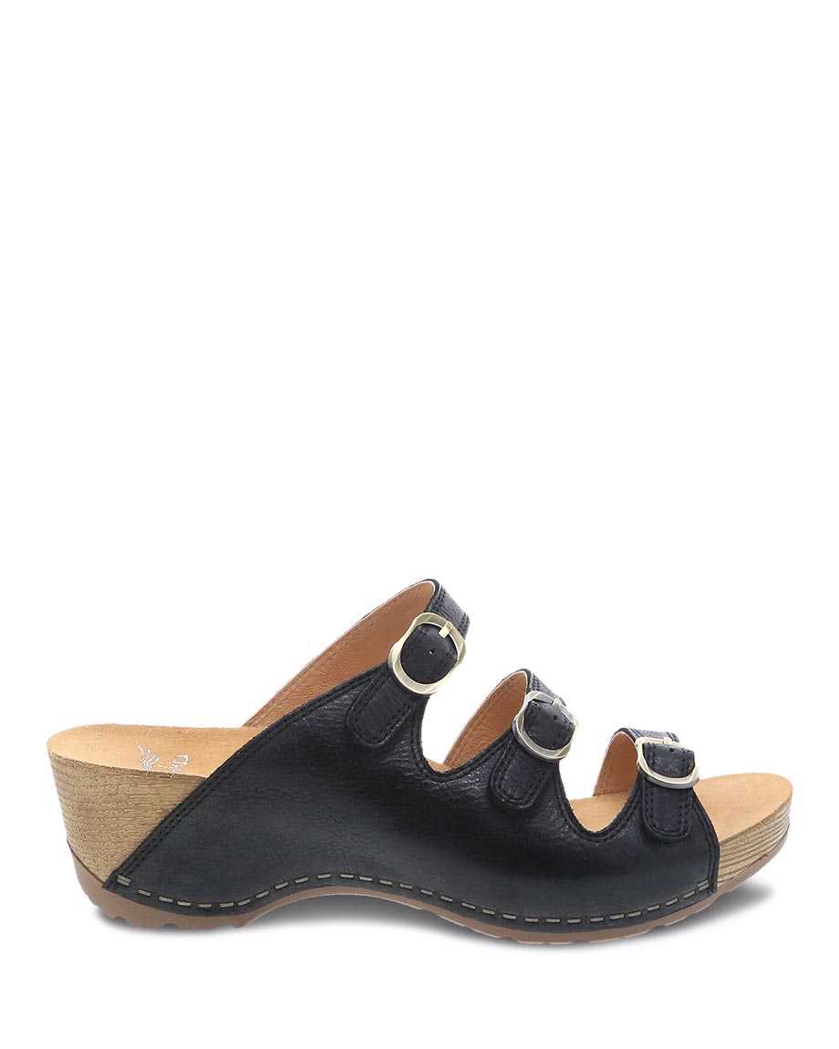 Dansko Tarin Milled Burnished Women Heels Black | CA 3661MQI