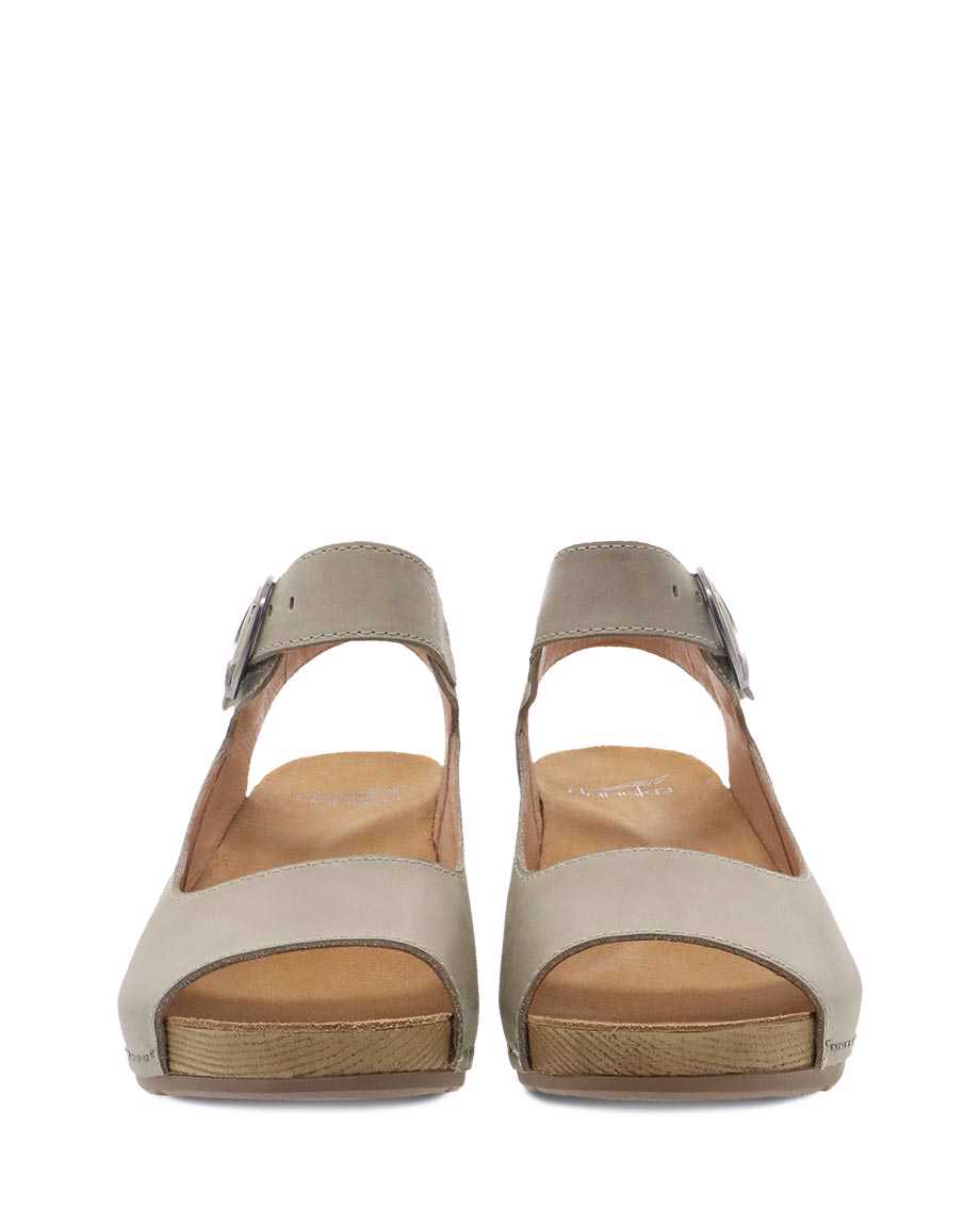 Dansko Tiana Burnished Nubuck Women Sandals Khaki | CA 3782PJX