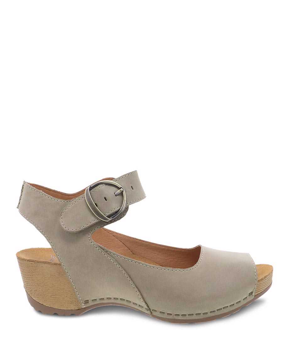 Dansko Tiana Burnished Nubuck Women Sandals Khaki | CA 3782PJX