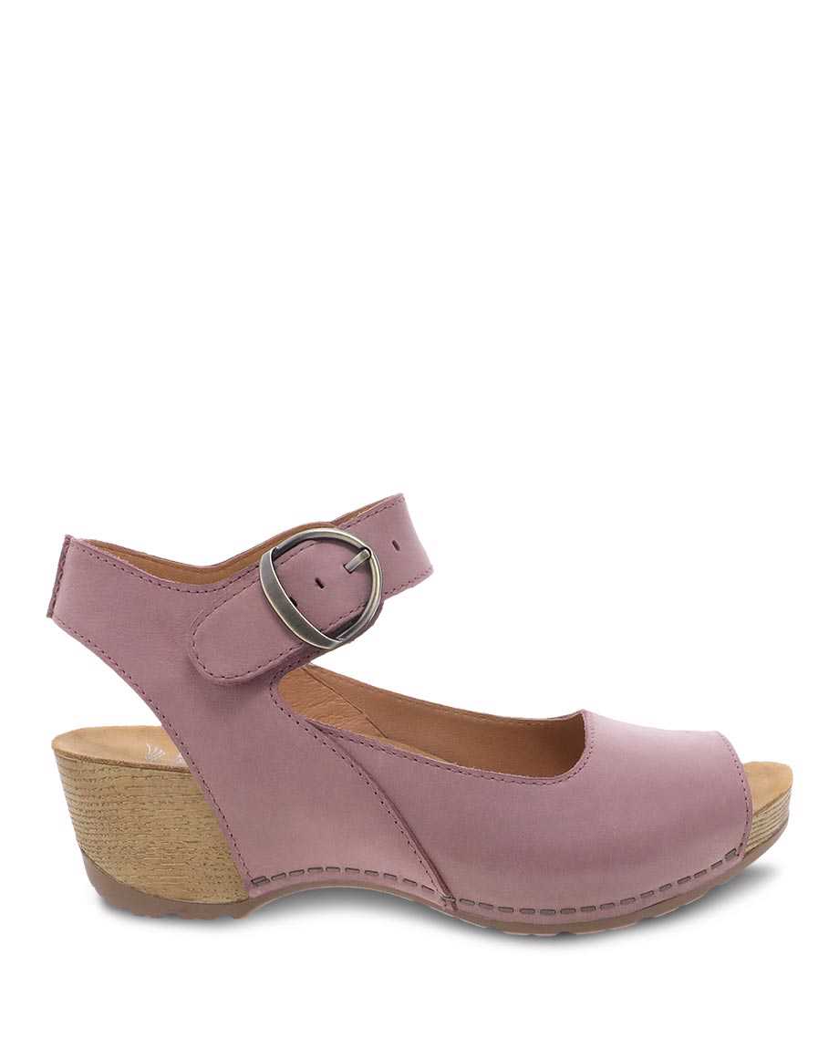 Dansko Tiana Burnished Nubuck Women Wedges Pink | CA 3931JPI