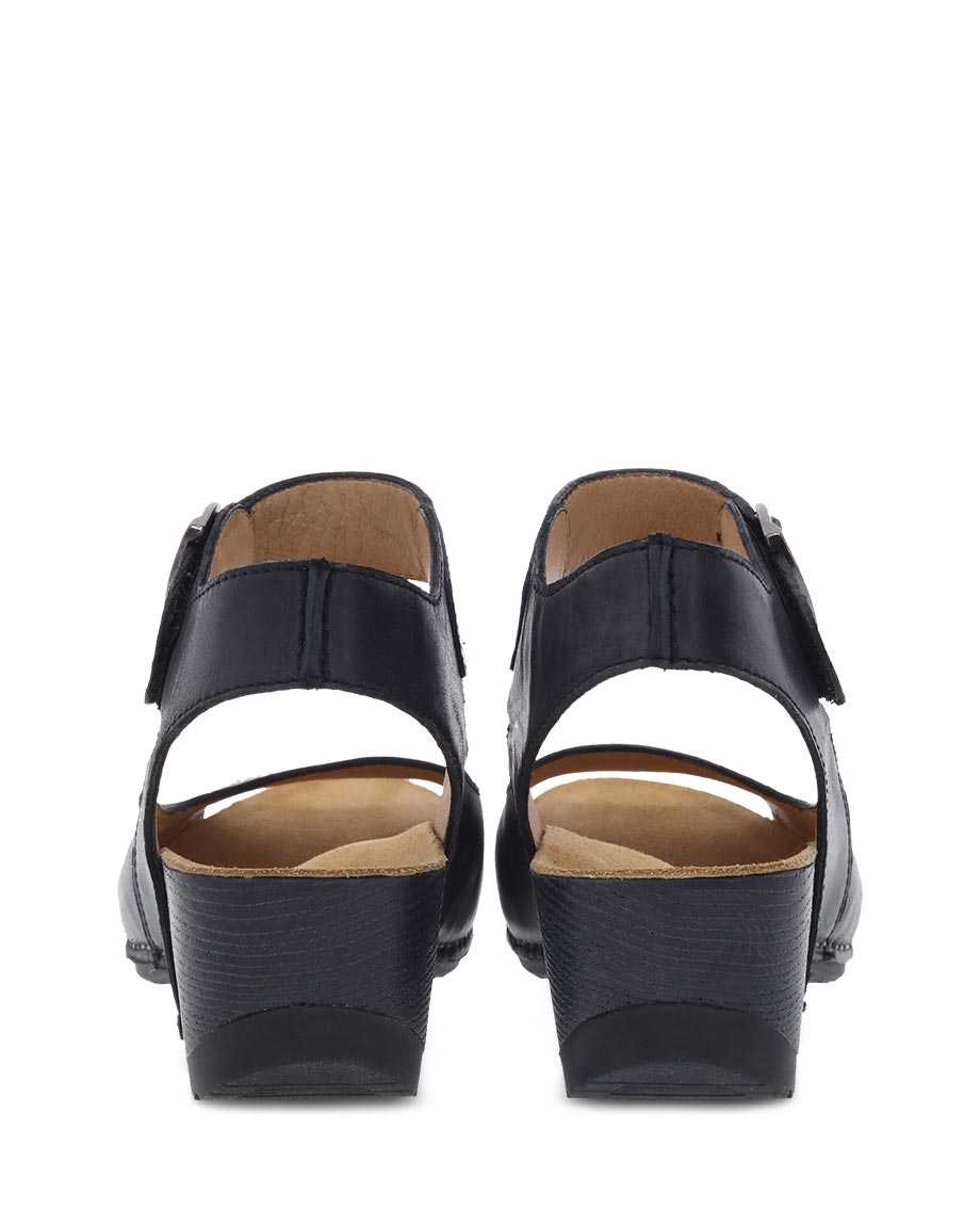 Dansko Tiana Burnished Women Wedges Black | CA 3930KOU