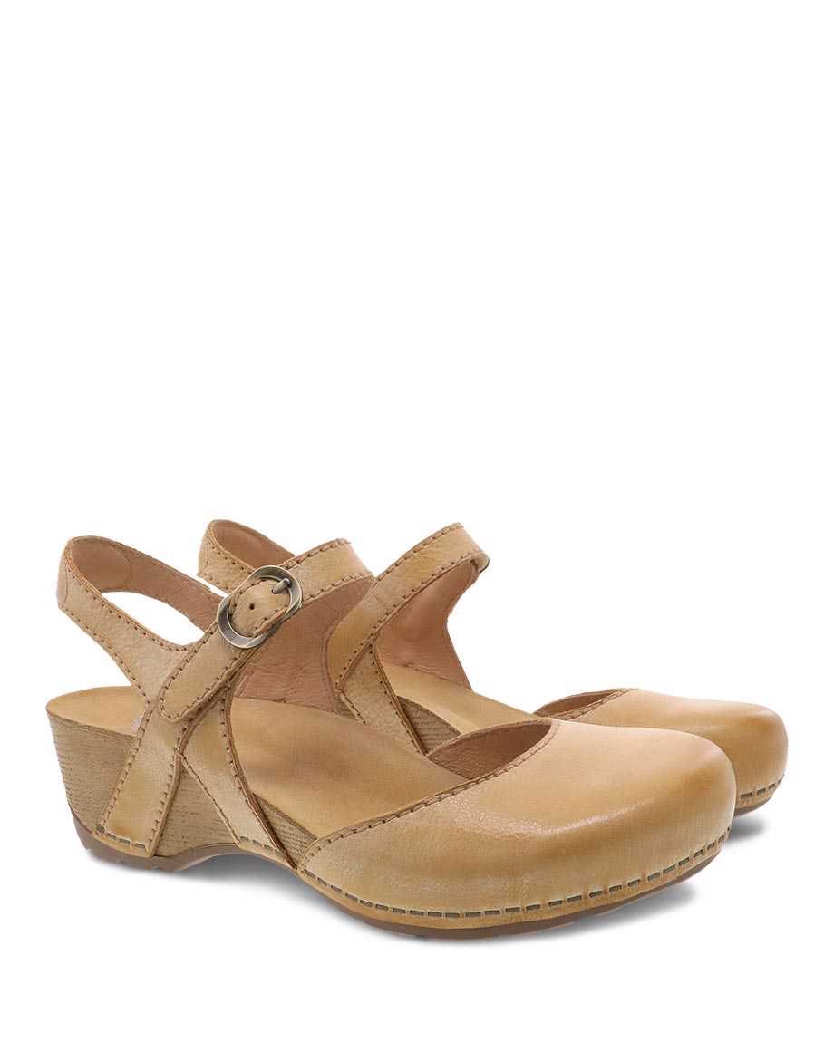 Dansko Tiffani Milled Burnished Women Wedges Brown | CA 3933GSP